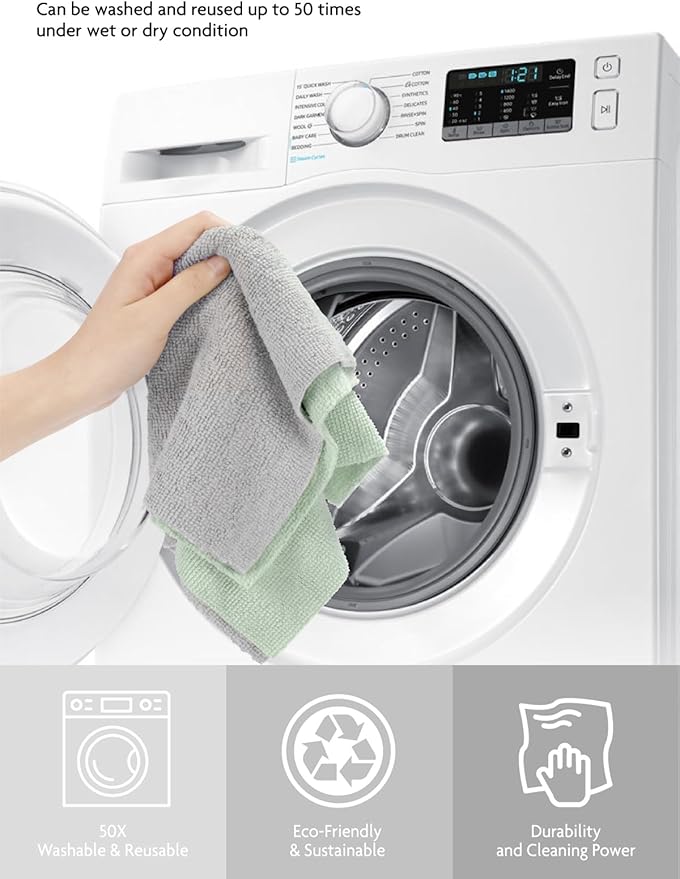 Fantasticlean Microfiber Cleaning Cloth Roll -75 pack, Tear Away Microfiber Towels, 12" x 12", Reusable, Washable, Scratch Free, Ultra Absorbent Dishcloth for All-around Cleaning Supplies (Moss Green)