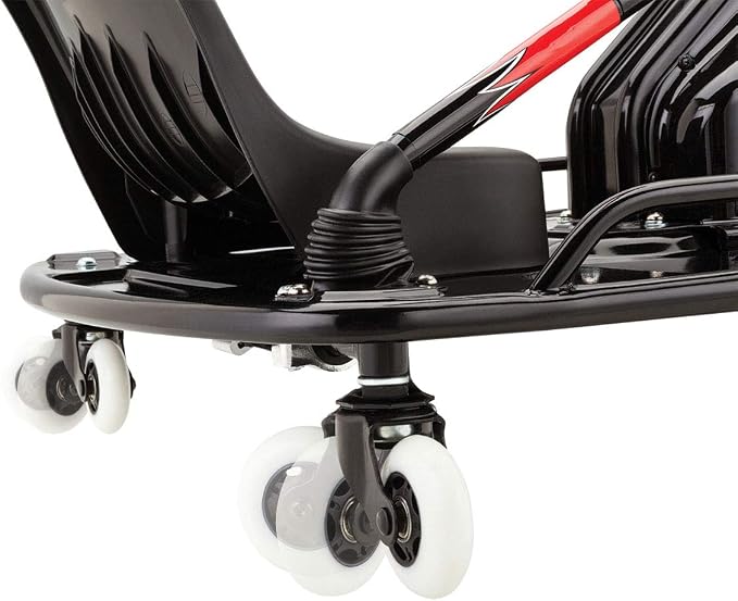 Razor Crazy Cart DLX - 24V Electric Drfting Go Kart - Enhanced Drift Bar, Brodie Knob Steering, Variable Speed, Up to 12 mph,Black/Red