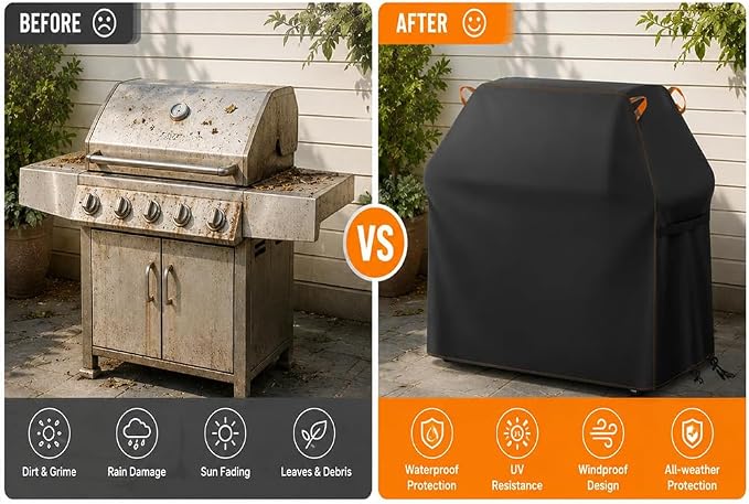 BBQ Grill Cover for Cuisinart Woodcreek 4-in-1 Pellet Grill,Outdoor Barbecue Protectors Weatherproof UV Resistant Oxford Fabric Shield Outdoor Cooking Tools Accessories