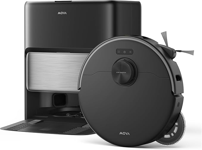 Mova P70 Pro Ultra Robot Vacuum and Mop, 30,000Pa Suction, 212℉ Hot Water Mop Self-Cleaning & 1-Hour Fast Drying, Corner-to-Edge Deep Cleaning, Auto-Empty Dock, AI Object Recognition, Black