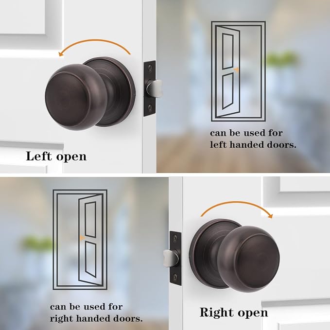 Probrico Door Knob, Interior Passage Door Knobs for Hall and Closet, Oil Rubbed Bronze, 10 Pack