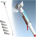 75'' Spray Window Squeegee with Extension Pole with 4-Section Extension Pole, 4 in 1 Shower Glass Cleaner Squeegee Windshield Cleaner Tool with Sewage Collector and 5 Pads