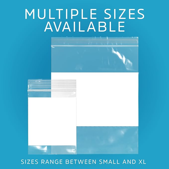GPI - 8" x 10" - Bulk Pack of 100, 4 Mil Thick, Heavy Duty, Clear Plastic Reclosable Zip Bags, With Write-on White Block for Labeling, Strong & Durable Poly Baggies With Resealable Zipper Top Lock.