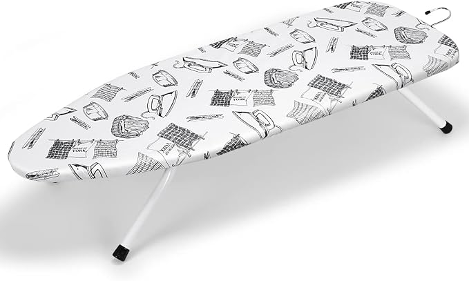 Duwee 13"x36"Table top Ironing Board with Heat Resistant Cover | Thicken Felt Padding,Stainless Steel Hook,Extra Long Ironing Area