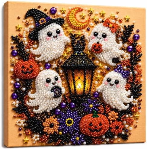 Diamond and Pearl Art Kits for Adults, Halloween Decorations, Framed Decor