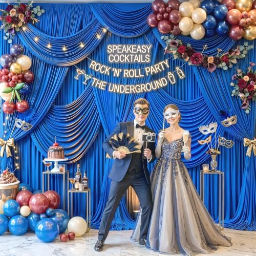 6 Panels Royal Blue Backdrop Curtain for Parties Wrinkle Free Blue Photo Curtains Backdrop Drapes Fabric Decoration for Wedding Birthday Party Baby Shower 30ft(W) x 10ft(H)