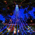 Aokudoni Christmas Decorations: 12.6 FT 350 LED Waterfall Lights 8 Modes Outdoor Christmas Lights for Xmas Tree House Yard Porch Patio Garden Decor, Blue