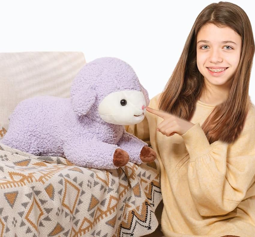 ELAINREN Ultra-Soft Purple Sheep Stuffed Big Pillow/19.6''