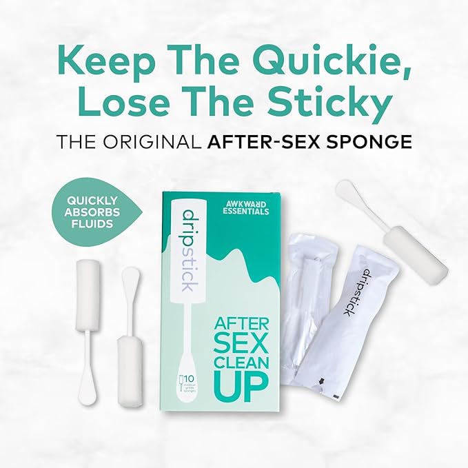 Dripstick Absorbing Sponge For Women - Awkward Essentials Dripstick 10 Pack of Sterile Post Coitus Sponges for Feminine Care and Hygiene