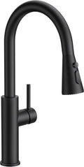 FORIOUS Black Kitchen Faucet with Pull Down Sprayer, High Arc Single Handle | Stainless Steel Single Lever Kitchen Sink Faucet 1 or 3 Hole, Suitable for Farmhouse, Camper, Laundry Room, Rv, Outdoor