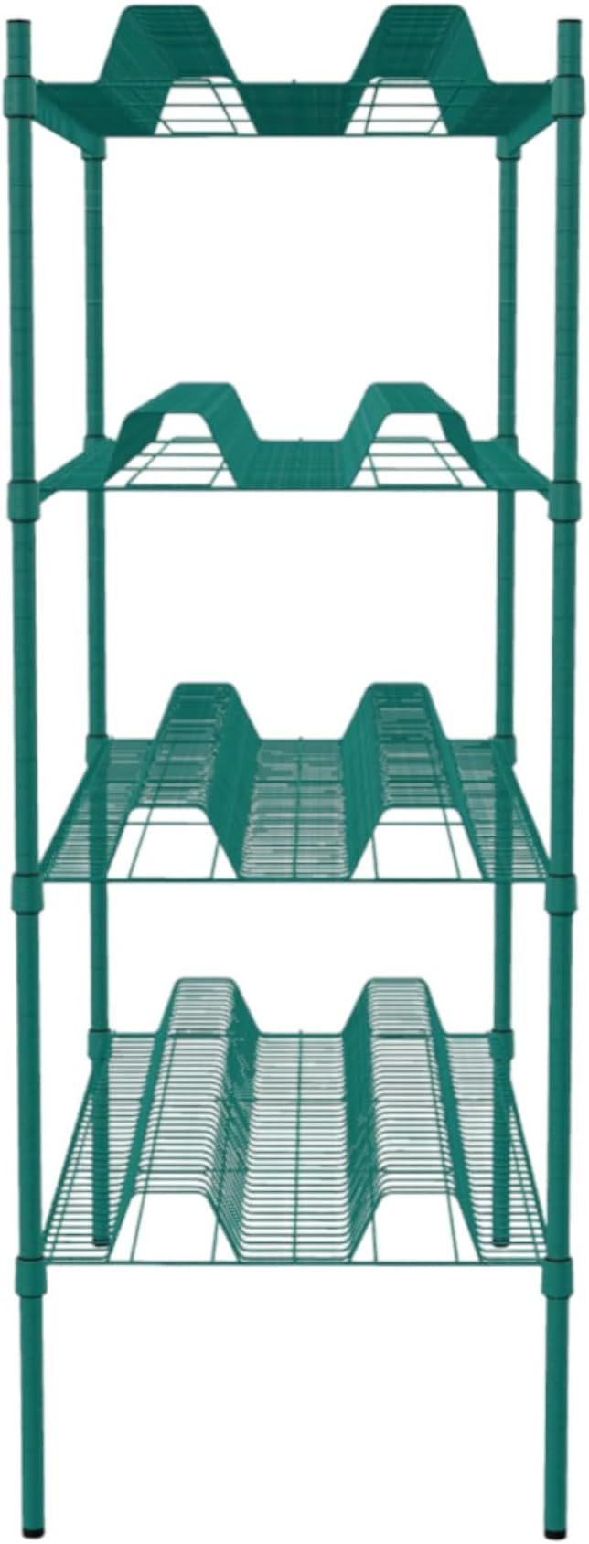 PRO&Family Green Epoxy 4-Tier Commercial Drying Rack with Casters – Heavy Duty Wire Shelving for Dish Drying, Kitchen Storage & Food Service Use (24" x 36" Stationary, 1 1/4" Slots)