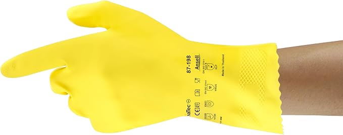 Ansell AlphaTec 87-198 Chemical Protection Gloves - XL, Yellow (Case of 144)