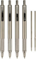Zebra Pen F-701 Ballpoint Black Ink Fine Point 0.8mm Pen, Heavy Duty, Durable Stainless Steel Barrel, Knurled Grip, Silent Retractable Plunger, Ideal for Tactical Use, 4-Pack Plus 2 Refills (50113)