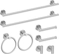 USHOWER Brushed Nickel Bathroom Hardware Set, Modern 24-Inch Towel Bar Set Wall Mounted, Durable SUS304 Stainless Steel Bathroom Accessories Set, 8-Piece