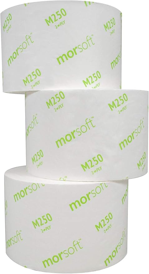 Morcon Paper M250 Mor-Soft Coreless Alternative Bath Tissue Septic-Safe, 2-Ply White, 1250/Rl 24/Ct