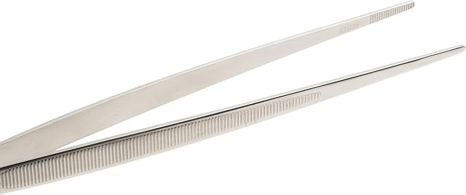 Mercer Culinary 18-8 Stainless Steel Chef Plating Tongs Straight Tip, 9-3/8 Inch