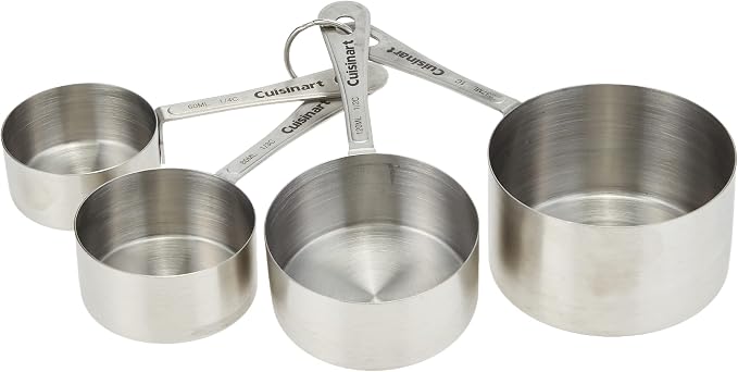 Cuisinart Mesh Strainers, 3 Count Set, CTG-00-3MS & CTG-00-SMP Stainless Steel Measuring Spoons, Set of 4 & CTG-00-SMC Measuring Cups, Set of 4, Silver
