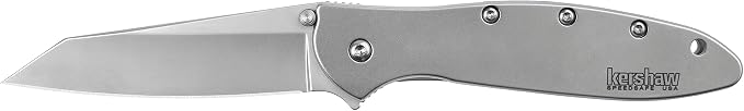 Kershaw Leek, BlackWash Pocket Knife (1660BLKW); 3 Sandvik 14C28N Steel Blade, 410 Stainless Steel Handle, BlackWash Finish, SpeedSafe Assisted Open, Frame and Tip Locks, Reversible Pocketclip; 3 OZ