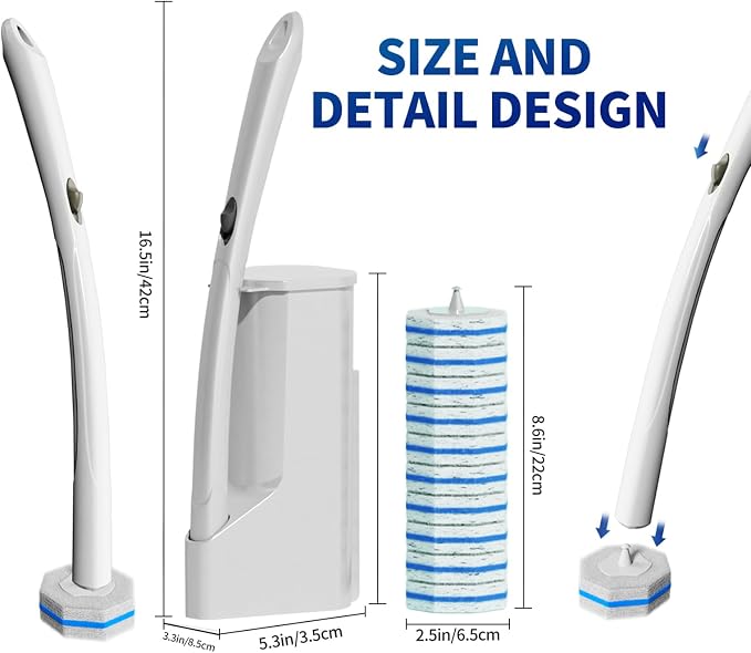 Hohoky Disposable Toilet Brush Cleaning System, Two Sets of Wands and 60p Refills Pads Replacement Heads, Wall Mounted Toliet Stick Wand Starter Kit Bathroom Maintenance, Toilet Bowl Cleaner Holder