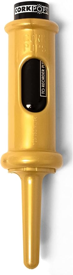 Cork Pops Original Wine Bottle Opener, 6.5 Inch – Made in USA, Effortless Push-Button Cork Removal, Includes Cartridge (Opens Up to 60 Bottles) (Gold, 1 Cartridge)