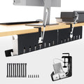 Syeeiex Under Desk Cable Management Tray, 34" Total Length (17"×2 Set), No-Drill C-Clamp & Screw Mount, Heavy Duty Metal Cord Organizer with 10 PCS Cable Ties, for Office Home Workspace, Black, 2-Pack