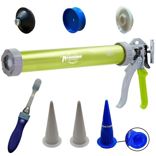 Newborn 620AL-Neon Round Rod Caulk Gun with Aluminum Barrel - 18:1 Thrust Ratio | 20 oz. Sausage Cartridge Capacity | Includes Ring Cap, Cones & Sausage Cup