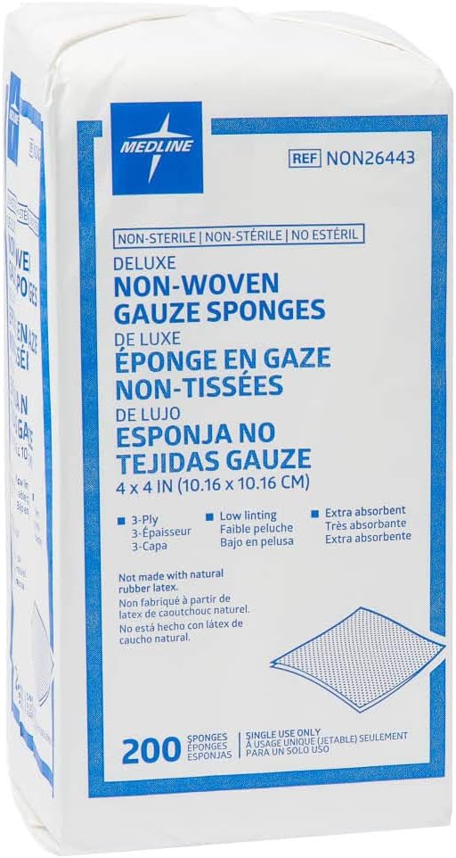Medline Avant Deluxe Non-Sterile Gauze Sponge, 4" x 4", 3-Ply (Pack of 2000)
