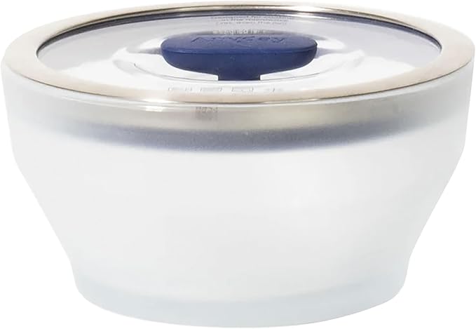 Anyday 4-Cup Microwave Cookware Glass Container with Lid (Blueberry) | Plastic-Free Deep Food Storage, Stackable Airtight Steamer, Vented Lid, Microwave-Safe Reheating, Steaming Vegetables & Rice