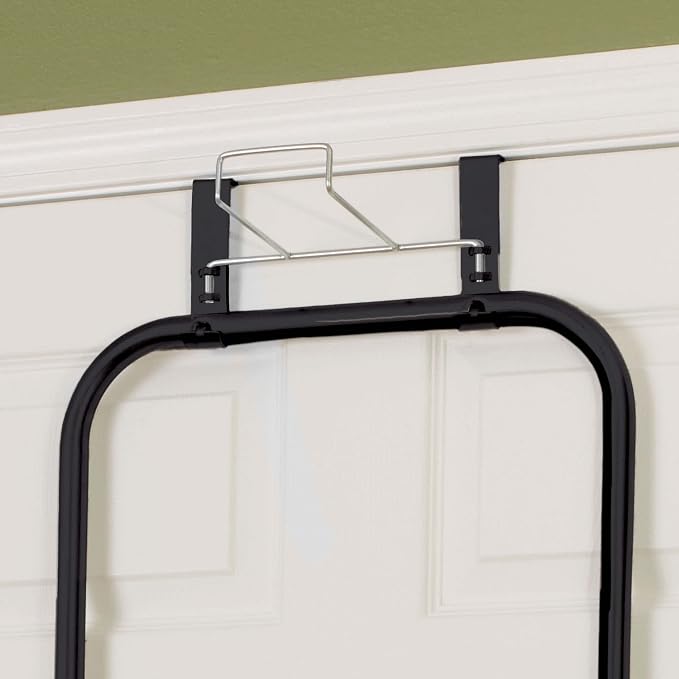 Household Essentials Over‑The‑Door Steel Top Ironing Board with Scorch‑Resistant Cotton Cover, Matte Black