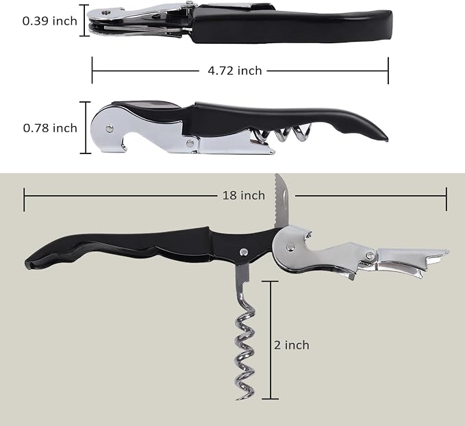RECUTMS Corkscrew 12 Packs Wine Opener Wine Keys Bulk Stainless Steel Fold Beer or Bottle Opener Serrated Foil Cutter, Perfect for Bars Restaurants Family Company Party(Black)