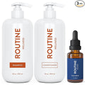 Routine Wellness Shampoo and Conditioner Set and Scalp Serum for Thinning Hair - DHT Blocker Women & Men - Color Safe Shampoo for Hair Loss & Healthier Hair - Coconut & Vanilla Set + Scalp Serum