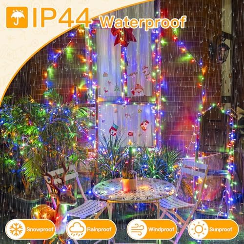 Ollny Christmas Lights 200LED 60FT Indoor, Multicolor Connectable Plug in