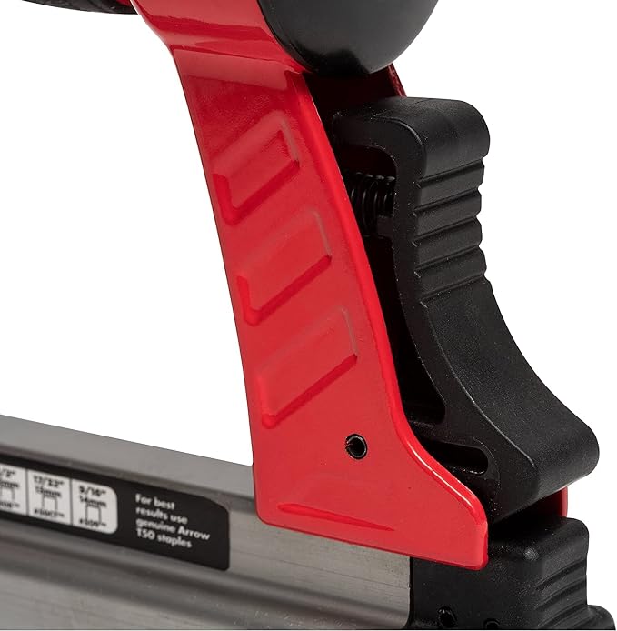 Arrow PT50 Oil-Free Pneumatic Staple Gun,Professional Heavy-Duty Stapler for Wood,Upholstery,Carpet,Wire Fencing,Fits 1/4”,5/16”,3/8",1/2",9/16” Staples,Red,(Pack of 3)