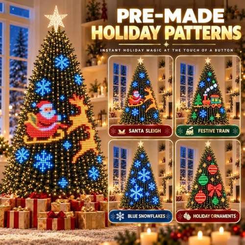 Smart Christmastree Lights - Change YourTree from Your Phone, 400 addressable LEDs Create 200+ Patterns, Custom Designs and animations with app Control, dimming and USB Power (4.9ft)