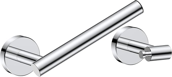 FORIOUS Toilet Paper Holder Wall Mount, Stainless Steel Rustproof Double Post Pivoting Tissue Roll Holder for Bathroom, Commercial Toilet Paper Dispenser, Chrome