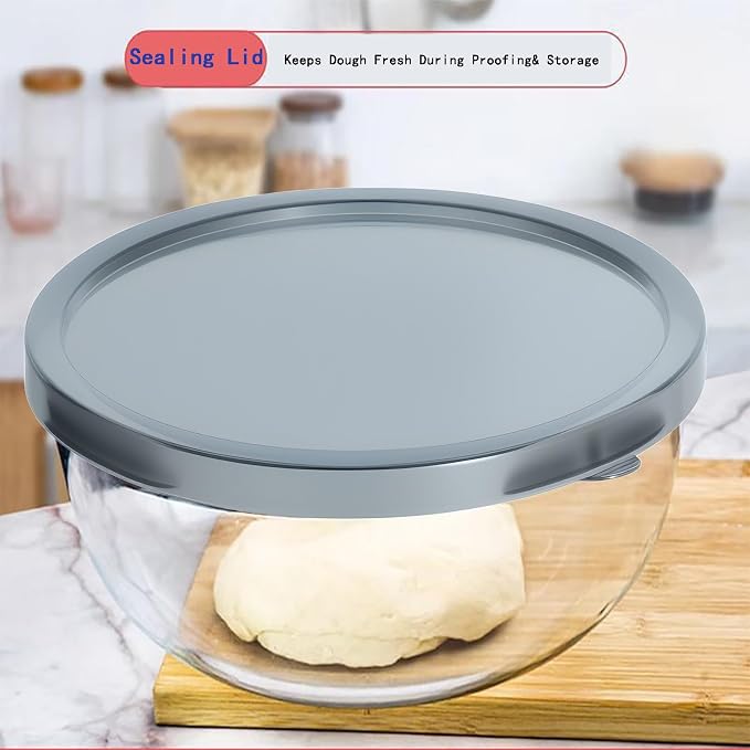 OZY 6.3 Quart Large Glass Mixing Bowl with Lid,Large Glass Bowl for Sourdough Bread Making,Kitchen Salad Bread Storage