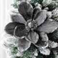 Thiccywoov 8 Pack Large 12'' Christmas Velvet Magnolia Flowers, Grey