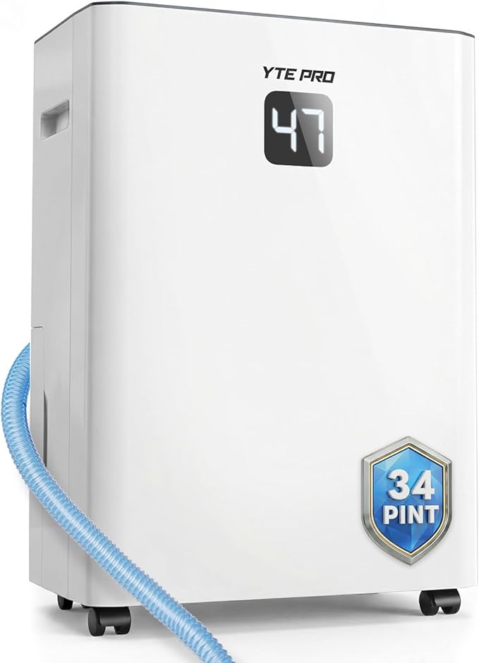 34Pint Dehumidifier for 2500Sq.Ft, Compressor Dehumidifiers for Home, Front LED Digital Humidity Display&Quiet Dehumidifier for Basement, Bedroom, Bathroom, with 6.56FT Drain Hose DH1800S