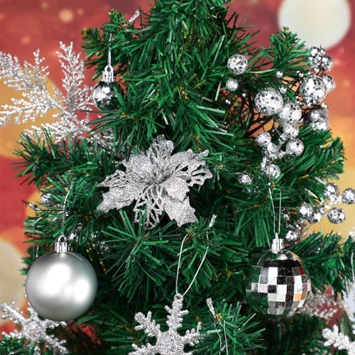 Sratte 94 Pcs Christmas Tree Ornaments Decoration Set, Silver