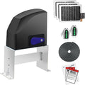 TOPENS DKC500S Solar Sliding Gate Opener Chain Drive Automatic Gate Motor for Heavy Driveway Slide Gates Up to 1300 Pounds, Electric Gate Operator Battery Powered with Solar Panel Remote Control Kit