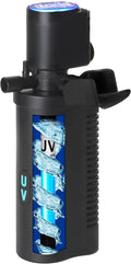 TARARIUM 10-45 Gal U-V Aquarium Filter for Fish Turtle Tank, Dual Outlets | Bio Sponge+U-V, Clear Green Water, Quiet Internal Filter, Aeration, Deodorizing, Top LED Light, Saltwater Freshwater, 132GPH