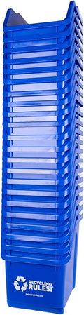 Recycling Rules! 6 Gallon Stackable Recycling Bin Container in Blue, Eco-Friendly BPA-Free Handy Recycler with Handle, 20-Pack