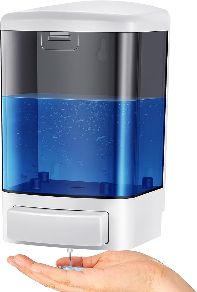 Hushee Manual Soap Dispenser 33.8oz / 1000ml Kitchen Bathroom Plastic Refillable Wall Mounted Commercial Soap Dispenser for Liquid Containers Shampoo Gel Chamber Hotel Restaurant(Black)