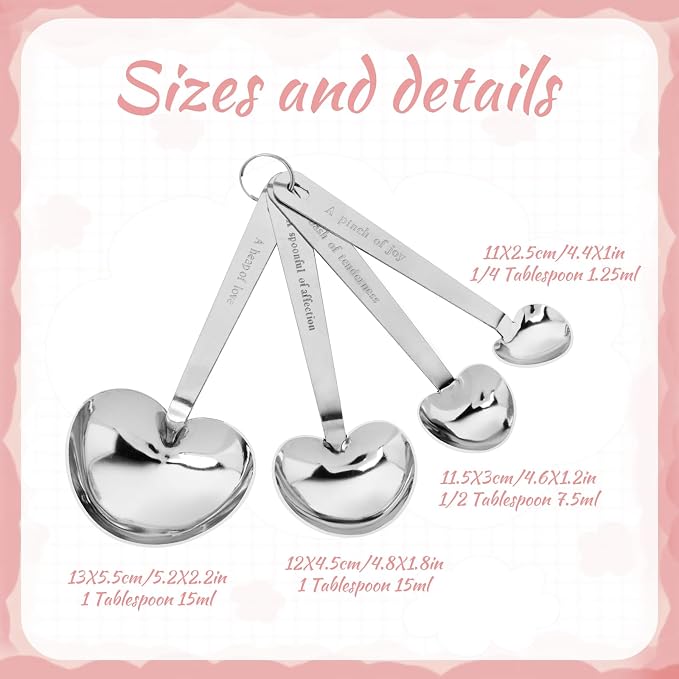 50 Packs Heart Shaped Measuring Spoons, Bulk Wedding Favors For Guests, Baby Shower Gifts For Guests Bridal Party or Wedding Favors With Individual Gift Boxes (PINK)
