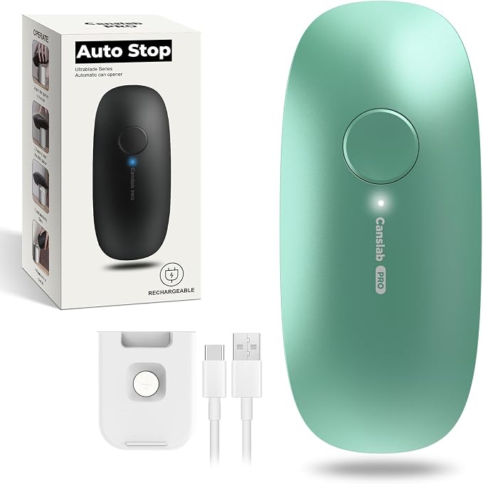 Canslab Ultrablade PRO Electric Can Opener,USB Rechargeable,Smart Auto Stop | Automatic Can Opener for Seniors with Arthritis, Handsfree Side Cut with Smooth Edge, Cordless, Kitchen Wall Mountable, Green
