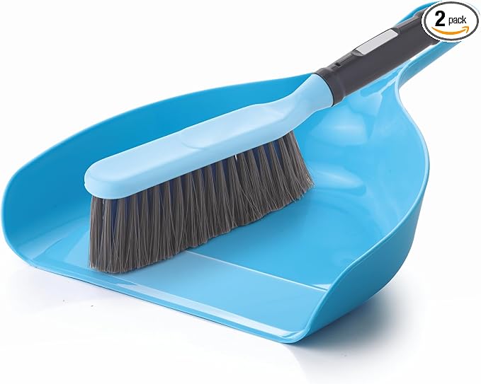 Dustpan with Multi-Purpose Dusting Brush, Dust Pan Set, Brust Set for Cleaning, Cleaning Combo Set, Portable & Easy to Store, Blue