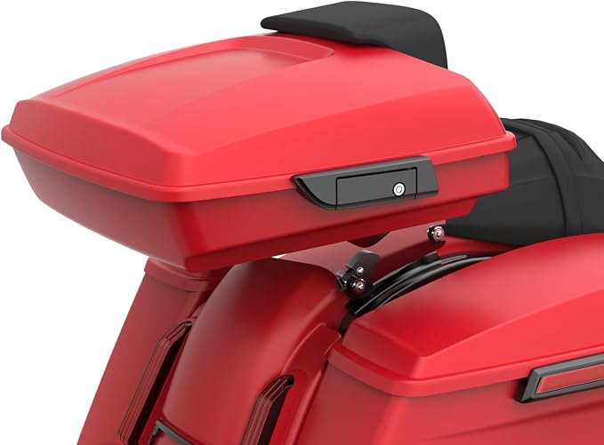 Advanblack Road Glide Tour Trunk Pack Wicked Red Denim Razor Tour Trunk Pack Backrest Pad for '97-'25 Harley Touring Road King Street Glide Electra Glide CVO models
