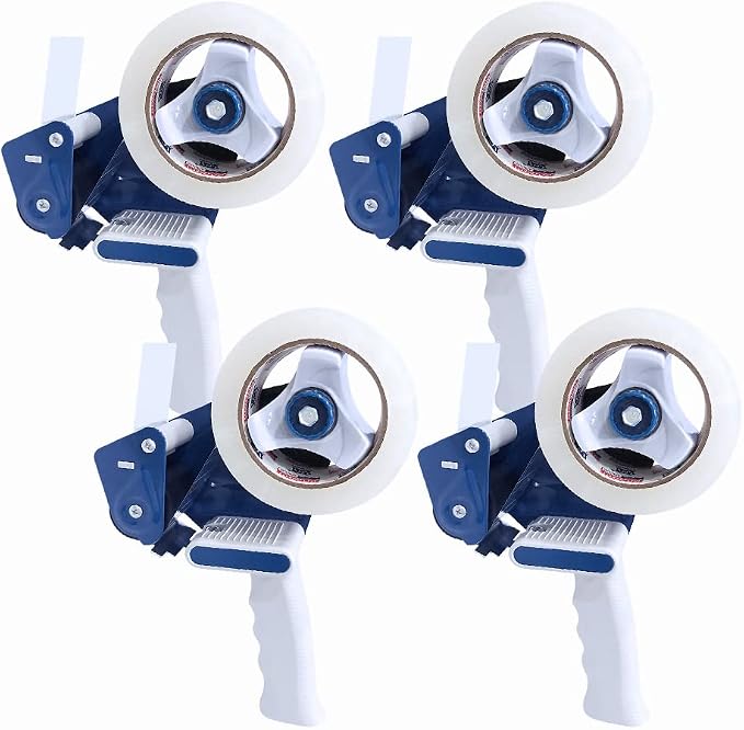 Perfectape Heavy Duty Packing Tape Gun, 2" Width, 4-Pack | 4 Rolls of Heavy Duty Packing Tape Included, Holds up to 180 Yards Length Roll