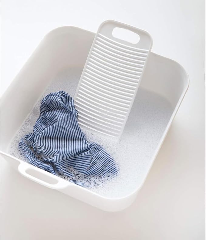 OHE Laundry Tub, Length 17.1 x Width 14.6 x Depth 6.9 inches (43.5 x 37 x 17.5 cm), White, Arao! Large Storage, Hand Wash, Place, Can Be Used for Pet Washing, Foot Bath, Made in Japan, Set of 2