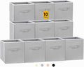 Storage Cubes, 11 Inch Cube Storage Bins for Shelves (10 Pack), Fabric Collapsible Storage Bins with Dual Handles, Foldable Cube Baskets for Magazines, Closet Organizers and Storage Box (Grey)